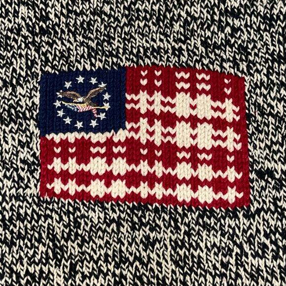American Flag Sweater Turtleneck Patriotic Marled Knit Y2K - Picture 5 of 8